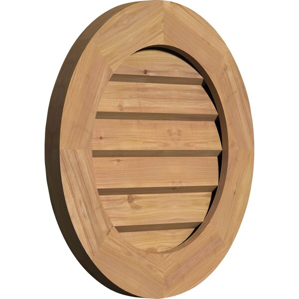 Round Gable Vent Non-Functional, Western Red Cedar Gable Vent W/ Decorative Face Frame, 32W X 32H